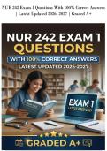 NUR 242 MEDICAL SURGICAL NURSING CONCEPTS EXAM 1000 QUESTIONS AND CORRECT ANSWERS &vert; LATEST 2026&sol;2027 &vert; GRADED A  &vert; VERIFIED &vert; GALEN