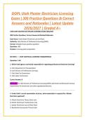 DOPL Utah Master Electrician Licensing Exam &vert; 300 Practice Questions & Correct Answers and Rationales &vert; Latest Update 2026&sol;2027 &vert; Graded A&plus;