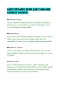 AUDIT UPDATED EXAM QUESTIONS AND&NewLine;CORRECT ANSWERS&NewLine;