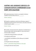 AUDITING AND ASSURANCE SERVICES 4TH&NewLine;CANADIAN EDITION COMPREHENSIVE EXAM&NewLine;SCRIPT WITH SOLUTIONS