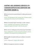 AUDITING AND ASSURANCE SERVICES 4TH&NewLine;CANADIAN EDITION EXAM QUESTIONS AND&NewLine;SOLUTIONS GRADED A&plus;&NewLine;