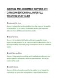 AUDITING AND ASSURANCE SERVICES 4TH&NewLine;CANADIAN EDITION FINAL PAPER FULL&NewLine;SOLUTION STUDY GUIDE