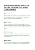 AUDITING AND ASSURANCE SERVICES 9TH&NewLine;EDITION ACTUAL EXAM QUESTIONS AND&NewLine;CORRECT ANSWERS&NewLine;