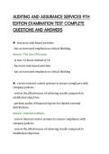 AUDITING AND ASSURANCE SERVICES 9TH&NewLine;EDITION EXAMINATION TEST COMPLETE&NewLine;QUESTIONS AND ANSWERS