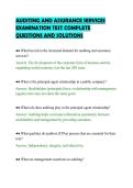 AUDITING AND ASSURANCE SERVICES&NewLine;EXAMINATION TEST COMPLETE&NewLine;QUESTIONS AND SOLUTIONS&NewLine;