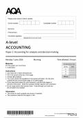 AQA A Level June 2026 Accounting Paper 2 Question Paper