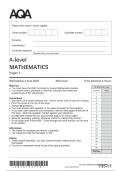 AQA A Level June 2026 Mathematics Paper 1 Question Paper