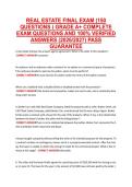 REAL ESTATE FINAL EXAM &lpar;150 &NewLine;QUESTIONS &rpar; GRADE A&plus; COMPLETE &NewLine;EXAM QUESTIONS AND 100&percnt; VERIFIED &NewLine;ANSWERS &lpar;2026&sol;2027&rpar; PASS &NewLine;GUARANTEE 