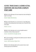 AZ ROC TRADE EXAM B 3 LICENSE ACTUAL&NewLine;QUESTIONS AND SOLUTIONS COMPLETE&NewLine;STUDY GUIDE&NewLine;
