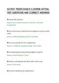 AZ ROC TRADE EXAM B 3 LICENSE ACTUAL&NewLine;TEST QUESTIONS AND CORRECT ANSWERS
