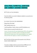 AZ104 FINAL PAPER FULL QUESTIONS&NewLine;AND CORRECT ANSWERS VERIFIED&NewLine;