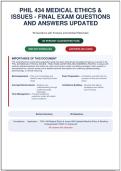 PHIL 434 MEDICAL ETHICS & ISSUES FINAL EXAM QUESTIONS AND CORRECT ANSWERS PLUS RATIONALES&vert; INSTANT DOWNLOAD