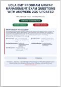 UCLA EMT PROGRAM AIRWAY MANAGEMENT EXAM QUESTIONS WITH ANSWERS 2026 UPDATED EMERGENCY MEDICAL SERVICES AIRWAY MANAGEMENT UNDERGRADUATE PROFESSIONAL CERTIFICATION EMT-B LEVEL Q&A WITH RATIONALES&vert; INSTANT DOWNLOAD