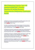 NHA Phlebotomy Practice Test &lpar;100 &NewLine;questions&rpar;2026&sol;2027 &vert; Practice &NewLine;Questions & Verified Answers &vert; &NewLine;Comprehensive Phlebotomy Certification &NewLine;Review 