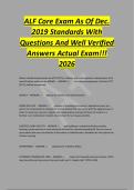 ALF Core Exam As Of Dec&period;&NewLine;2019 Standards With&NewLine;Questions And Well Verified&NewLine;Answers Actual Exam&excl;&excl;&excl;&NewLine;2026&NewLine;