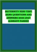 Maternity HESI Test Bank Questions and Answers 2026&ndash;2027 &ndash; Comprehensive Maternity Nursing Practice Questions with Correct Answers&NewLine;&NewLine;