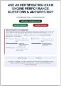 ASE A8 CERTIFICATION EXAM ENGINE PERFORMANCE QUESTIONS AND CORRECT ANSWERS PLUS RATIONALES&vert; INSTANT DOWNLOAD