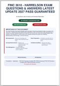 FINC 3610 HARRELSON EXAM QUESTIONS AND CORRECT ANSWERS PLUS RATIONALES&vert; INSTANT DOWNLOAD