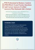 PMI PROFESSIONAL IN BUSINESS ANALYSIS &lpar;PMI-PBA&rpar; EXAM PRACTICE QUESTIONS AND CORRECT ANSWERS &lpar;VERIFIED ANSWERS&rpar; PLUS RATIONALES&vert; INSTANT DOWNLOAD