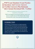 PMP EXAM SIMULATOR EXAM PRACTICE QUESTIONS AND CORRECT ANSWERS &lpar;VERIFIED ANSWERS&rpar; PLUS RATIONALE Q&A 2026&vert; INSTANT DOWNLOAD PDF