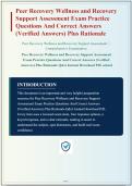 PEER RECOVERY WELLNESS AND RECOVERY SUPPORT ASSESSMENT EXAM PRACTICE QUESTIONS AND CORRECT ANSWERS WITH RATIONALES&vert; INSTANT DOWNLOAD