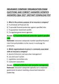 Insurance Company Organization Exam Questions and Correct Answers