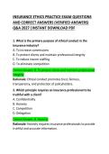 Insurance Ethics Practice Exam Questions and Correct Answers
