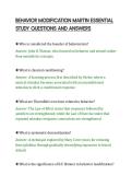 BEHAVIOR MODIFICATION MARTIN ESSENTIAL&NewLine;STUDY QUESTIONS AND ANSWERS