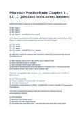 Pharmacy Practice Exam Chapters 11&comma; 12&comma; 13 Questions with Correct Answers&NewLine;&NewLine;