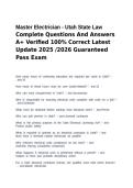 Master Electrician - Utah State Law Complete Questions And Answers A&plus; Verified 100&percnt; Correct Latest Update 2025 &sol;2026 Guaranteed Pass Exam