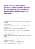 Master Electrician Exam Review Complete Questions And Answers A&plus; Verified 100&percnt; Correct Latest Update 2025 &sol;2026 Guaranteed Pass Exam