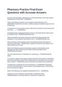 Pharmacy Practice Final Exam Questions with Accurate Answers&NewLine;&NewLine;