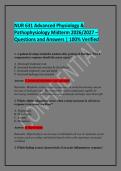  NUR 631 Advanced Physiology & Pathophysiology Midterm 2026&sol;2027 &ndash; Questions and Answers &vert; 100&percnt; Verified