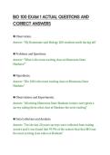 BIO 100 EXAM 1 ACTUAL QUESTIONS AND&NewLine;CORRECT ANSWERS