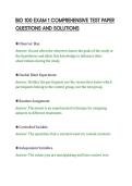 BIO 100 EXAM 1 COMPREHENSIVE TEST PAPER&NewLine;QUESTIONS AND SOLUTIONS&NewLine;