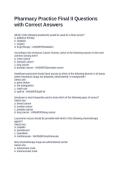 Pharmacy Practice Final II Questions with Correct Answers&NewLine;&NewLine;