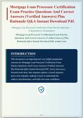 MORTGAGE LOAN PROCESSOR CERTIFICATION EXAM PRACTICE QUESTIONS AND CORRECT ANSWERS &lpar;VERIFIED ANSWERS&rpar; PLUS RATIONALES&vert; INSTANT DOWNLOAD