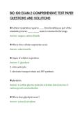 BIO 100 EXAM 2 COMPREHENSIVE TEST PAPER&NewLine;QUESTIONS AND SOLUTIONS&NewLine;