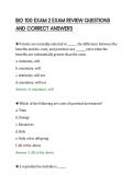 BIO 100 EXAM 2 EXAM REVIEW QUESTIONS&NewLine;AND CORRECT ANSWERS&NewLine;