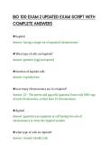 BIO 100 EXAM 2 UPDATED EXAM SCRIPT WITH&NewLine;COMPLETE ANSWERS&NewLine;