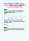 BASIC VEHICLE TECHNOLOGIES 1&colon;&NewLine;SAFETY comprehensive Questions and&NewLine;Answers with Verified Solutions