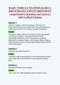 BASIC VEHICLE TECHNOLOGIES 2&colon;&NewLine;DRIVETRAINS AND ENVIRONMENT&NewLine;comprehensive Questions and Answers&NewLine;with Verified Solutions