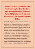 Perry&rsquo;s Maternal Child Nursing Care&comma; 7th Edition&comma; Chapter 44&comma; Pediatric Oncology&comma; complete quiz review with questions&comma; correct answers&comma; and rationales
