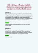 BIO 112 Exam 1 Practice Multiple&NewLine;Choice Test comprehensive Questions&NewLine;and Answers with Verified Solutions