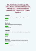 Bio 1023 final exam&comma; Biology 1023&comma;&NewLine;BRCC Aluko&comma; Final Exam Study Guide&comma;&NewLine;Biology 1023 Final comprehensive&NewLine;Questions and Answers with Verified&NewLine;Solutions