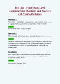 Bio 1201 - Final Exam 12&sol;02&NewLine;comprehensive Questions and Answers&NewLine;with Verified Solutions