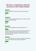 Bio Exam 1 comprehensive Questions&NewLine;and Answers with Verified Solutions