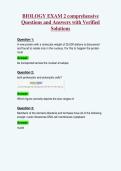 BIOLOGY EXAM 2 comprehensive&NewLine;Questions and Answers with Verified&NewLine;Solutions