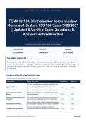FEMA IS-100&period;C Introduction to the Incident Command System&comma; ICS 100 Exam 2026&sol;2027 - Updated & Verified Exam Questions & Answers with Rationales