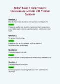 Biology Exam 4 comprehensive&NewLine;Questions and Answers with Verified&NewLine;Solutions